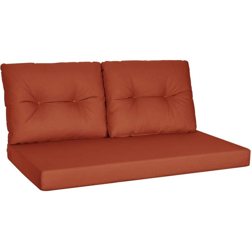 48 in. x 24 in. Burnt Orange Waterproof and UV-Resistant Olefin Outdoor Loveseat Cushion Set