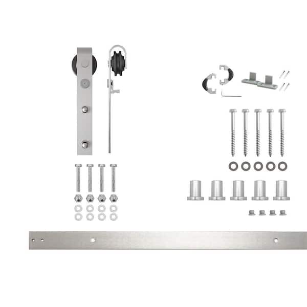 HOMACER 6.6 ft./79 in. Brushed Nickel Non-Bypass Sliding Barn Door Track and Hardware Kit for Single Door