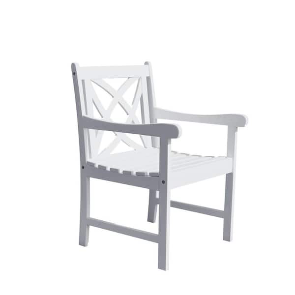 HomeRoots Danielle White Highbacked Solid Wood Arm Chair
