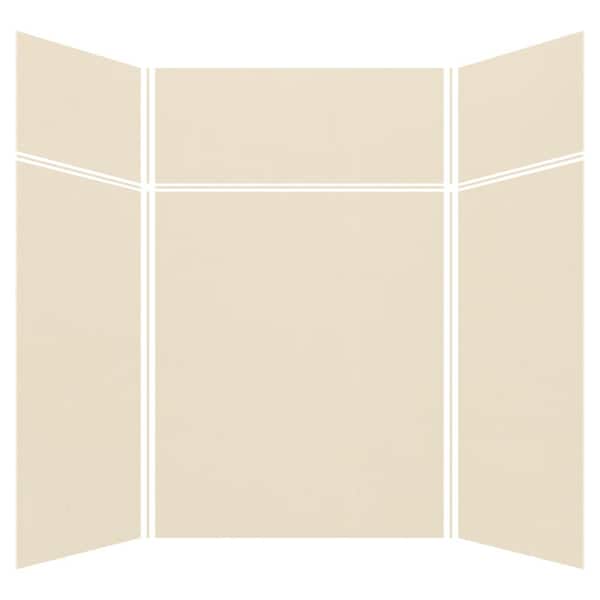 Transolid Expressions 60 in. x 60 in. x 96 in. 4-Piece Easy Up Adhesive Alcove Shower Wall Surround in Bisque