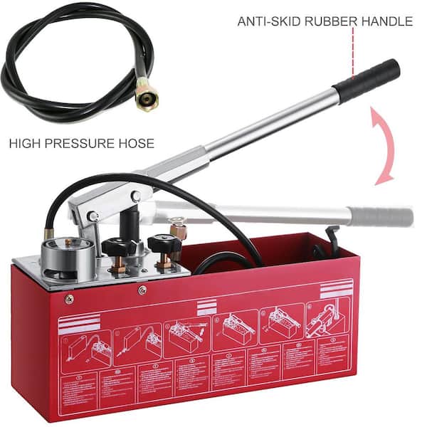 SKYSHALO - Hydraulic Pressure Test Pump 50 Bar Hand Pressure Test Pump 726 PSI 3.2 Gal. Tank 45 ML 1/2 in. BSP Hydrostatic