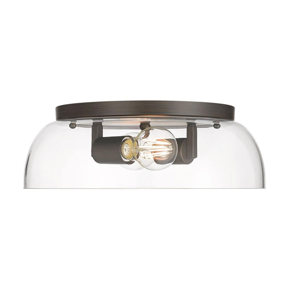 Duncan 14 in. Rubbed Bronze Transitional Flush Mount with Clear Glass Shade, No Bulbs Included price history on PriceWatchPro