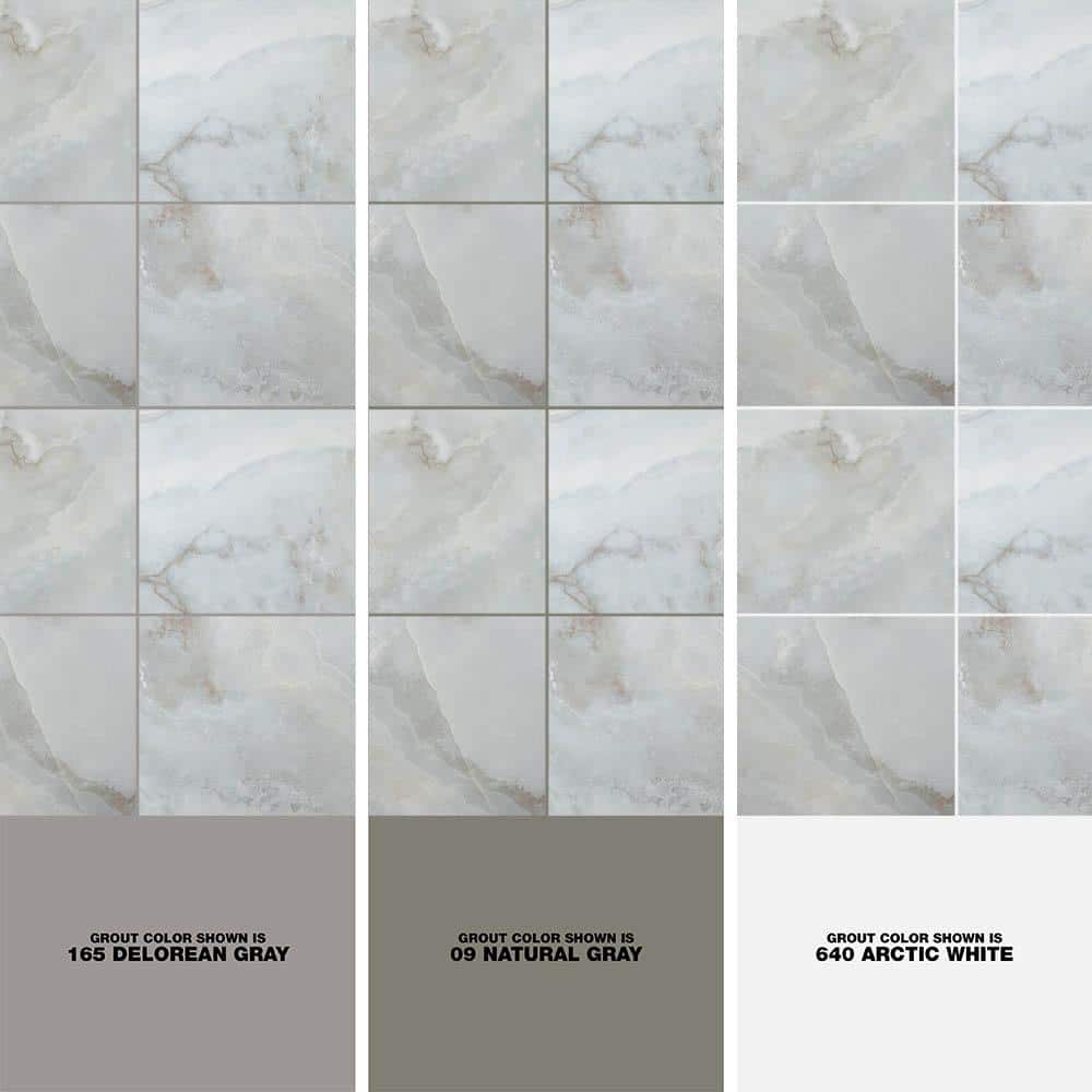 Bijou 24" x 48" Gray Polished Porcelain Marble Look Tile