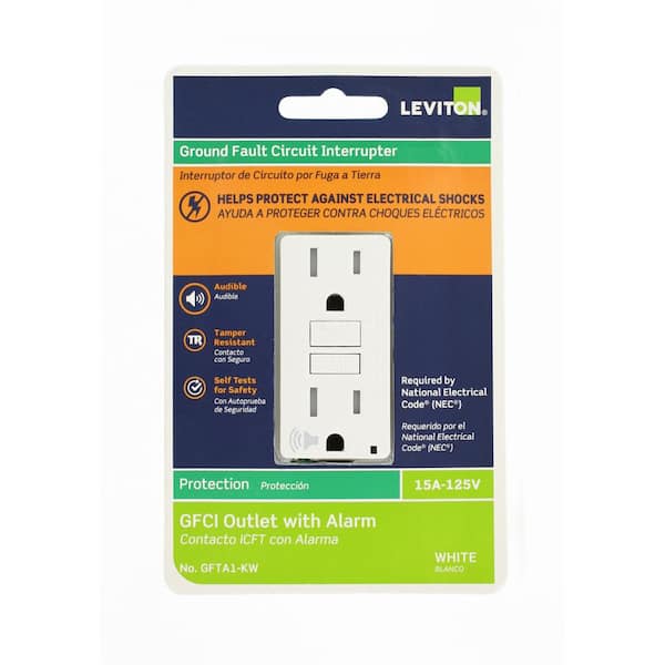 Leviton SmartlockPro 15 Amp 125-Volt Self-Test Tamper-Resistant GFCI Outlet with Audible Trip Alert, White Leviton SmartlockPro 15 Amp 125-Volt Self-Test Tamper-Resistant GFCI Outlet with Audible Trip Alert, White