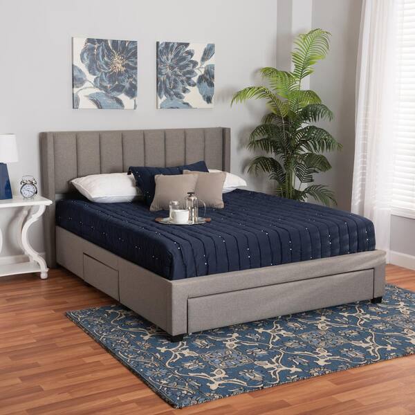 Baxton Studio Coronado Gray Wood Frame Full Platform Bed 224 13082