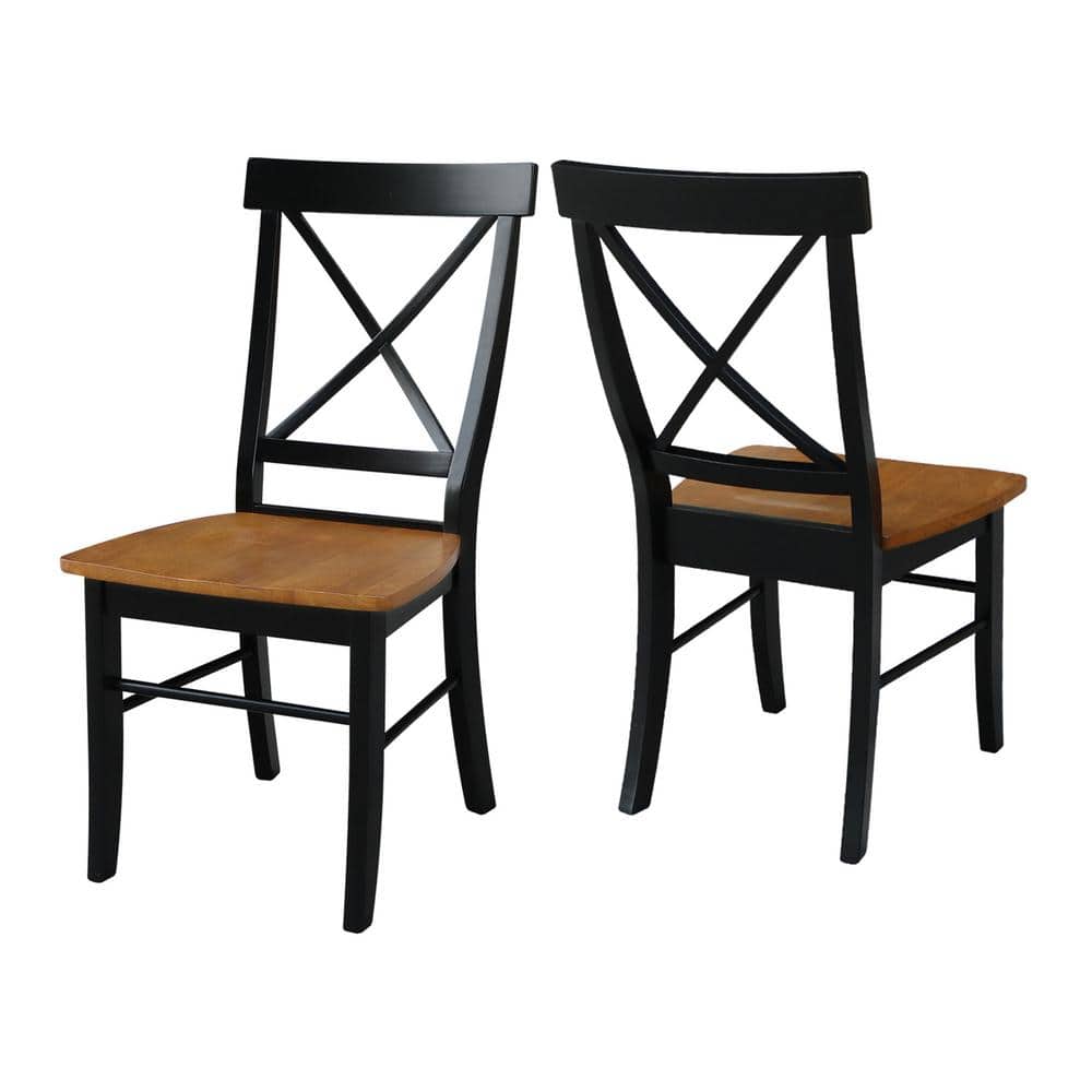 Elegant Black and Cherry Red Cross Back Upholstered Side Chairs, Set of 2
