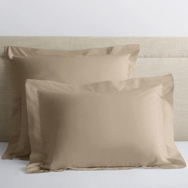 The Company Store Company Cotton Cocoa Solid 300-Thread Count Cotton Percale Standard Sham