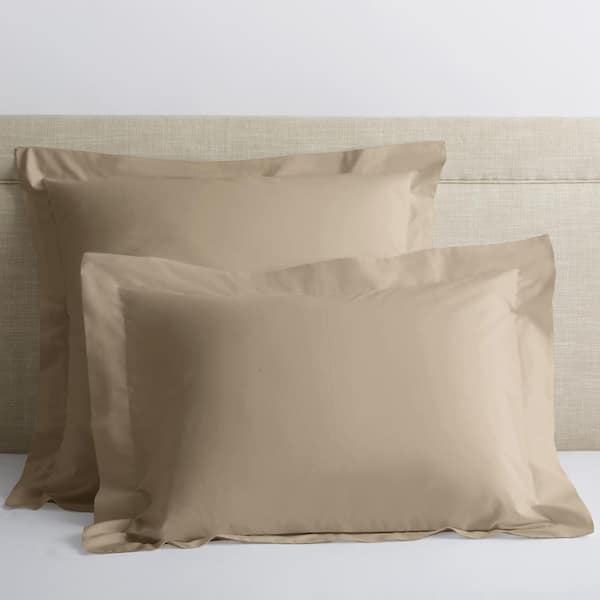 The Company Store Company Cotton Percale Mocha Solid 300-Thread Count Twin Fitted Sheet, Brown