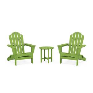 Monterey Bay 3-Piece Plastic Patio Conversation Set in Lime Folding Adirondack