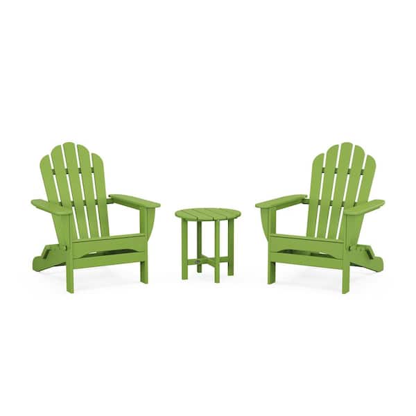 Trex Outdoor Furniture Monterey Bay 3-Piece Plastic Patio Conversation Set in Lime Folding Adirondack