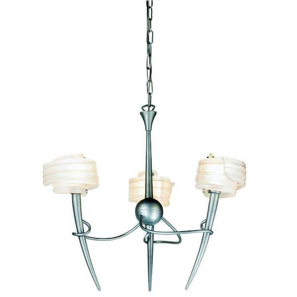 Eurofase Viola Collection 3-Light 94 in. Hanging Crackled Silver Chandelier-DISCONTINUED