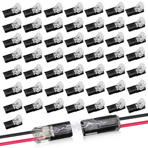 Black Double Wire Plug-In Connector LED Light Strip Connectors with 2-Pin and Locking Buckle