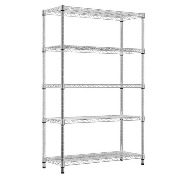 5-Tier Steel Wire Shelving, 1750 LBS Heavy Duty Pantry Organizers in Chrome