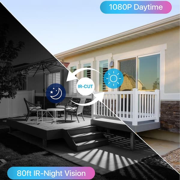 8-Channel 2MP DVR Security Camera System with 6 Wired 1080P Dome Cameras, White