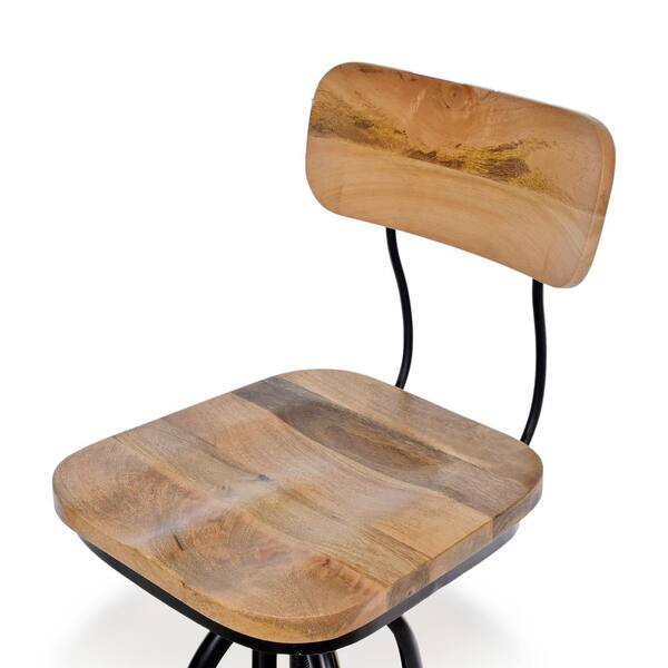 Carolina Chair & Table - Mason 38.25 Natural/Black with Backrest Adjustable Stool