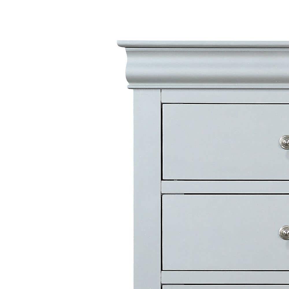 Platinum Gray 5-Drawer Chest with Dovetail and Felt Lined Drawers