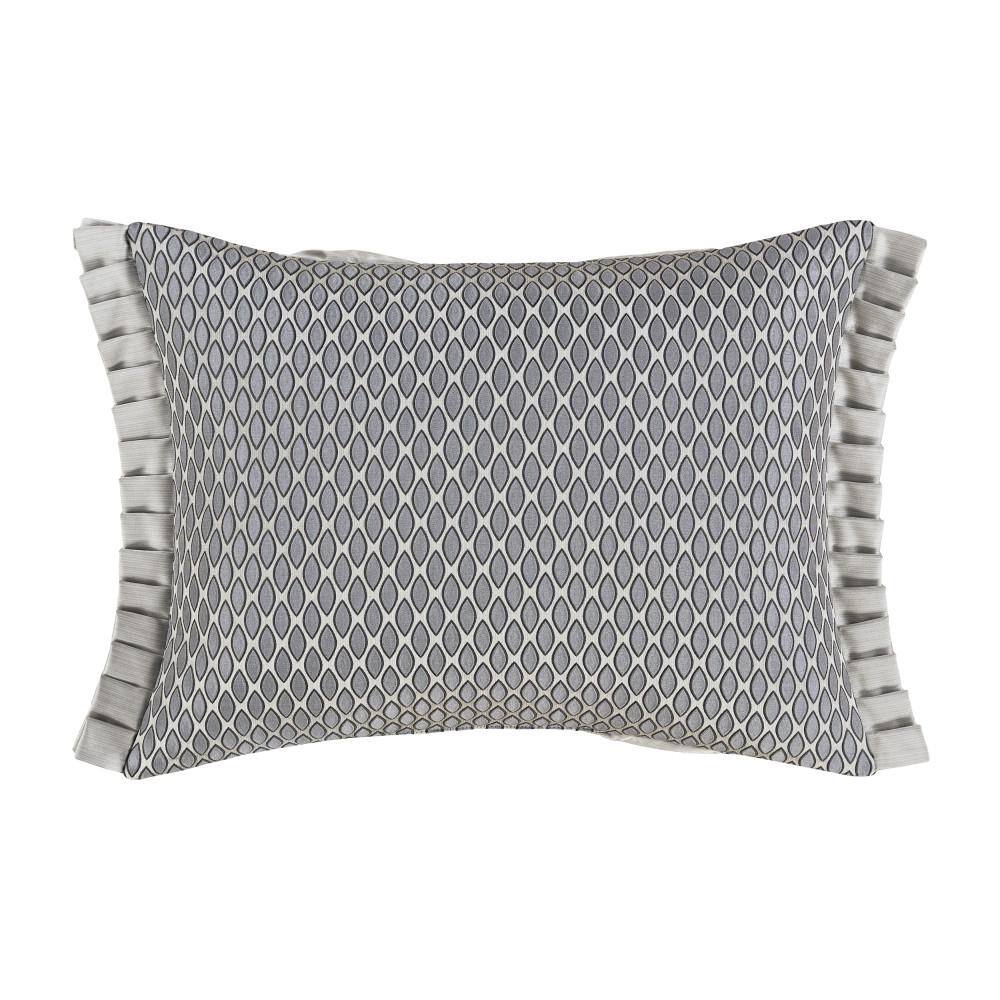 Pewter Satin Rectangular Throw Pillow with Frills