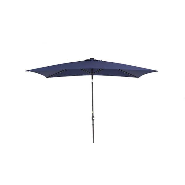 Unbranded 10 ft. Market Patio Umbrella in Dark Blue with LED