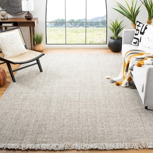 Natural Fiber Silver/Beige 6 ft. x 6 ft. Woven Thread Square Area Rug