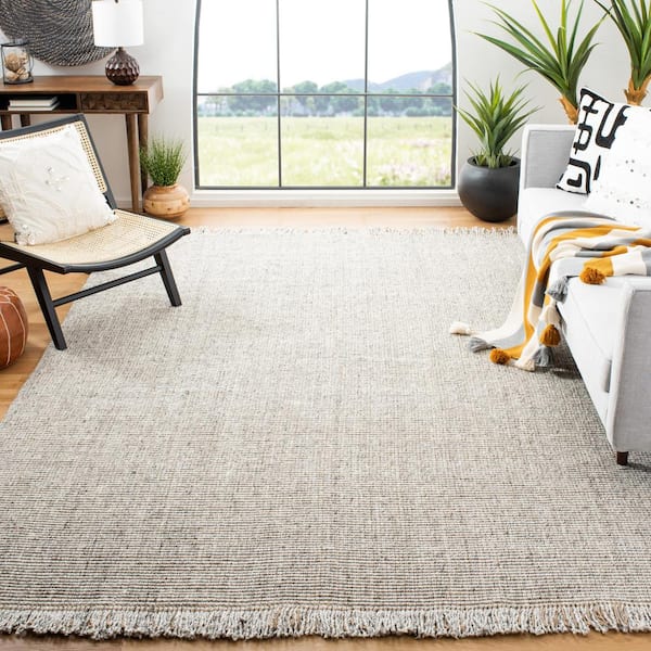 Natural Fiber Silver/Beige 9 ft. x 12 ft. Woven Thread Area Rug