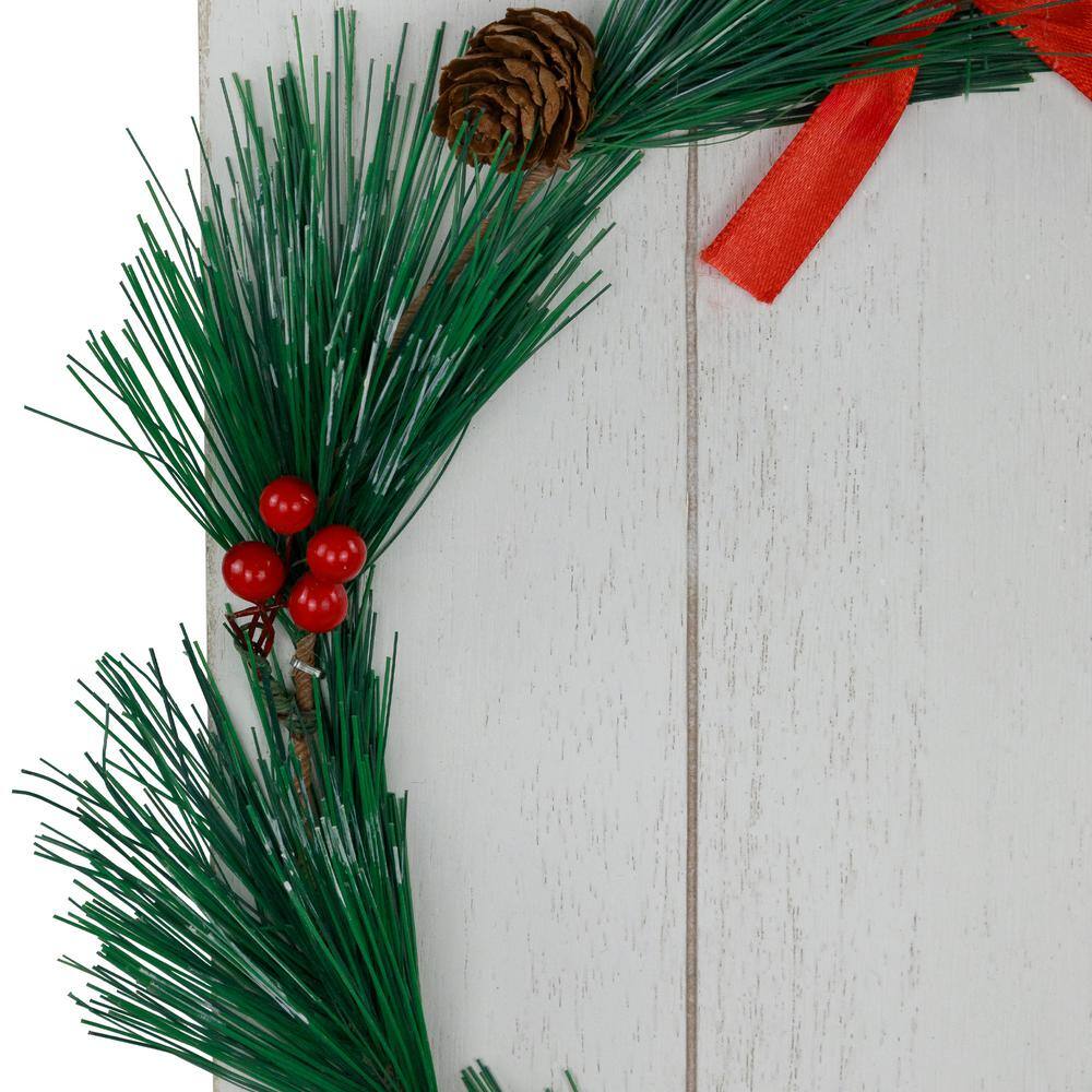 Joy to the World White-Washed Wooden Christmas Porch Sign with Wreath