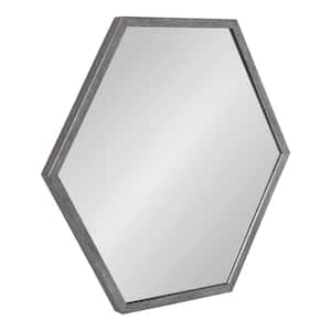 Laverty 26 in. x 24 in. Classic Hexagon Framed Dark Silver Wall Accent Mirror