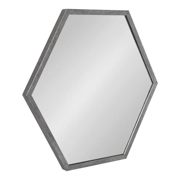Kate and Laurel Laverty 26 in. x 24 in. Classic Hexagon Framed Dark Silver Wall Accent Mirror