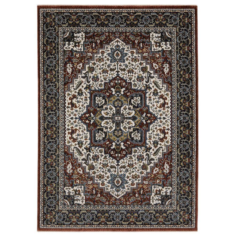 Victoria Red/Multi-Colored 7 ft. x 10 ft. Center Oriental Medallion Polyester Fringed-Edge Indoor Area Rug price history on PriceWatchPro