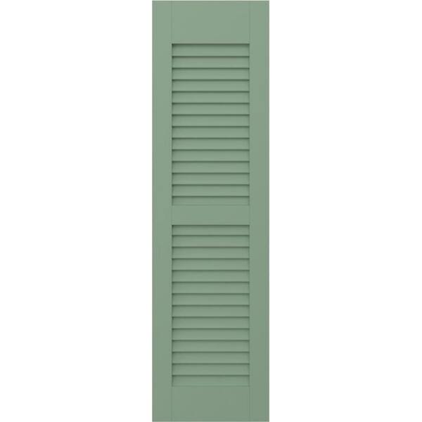 Ekena Millwork 12 in. W x 43 in. H Americraft 2 Equal Louver Exterior Real Wood Shutters Pair in Track Green