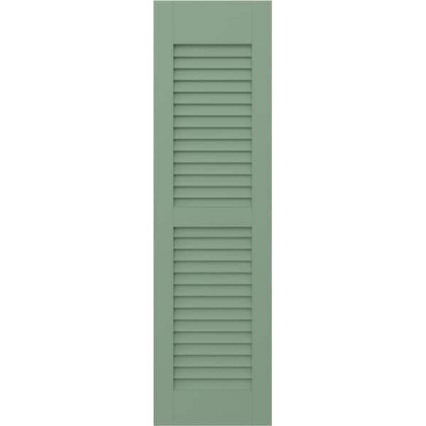 Ekena Millwork Americraft 15 in. W x 31 in. H 2-Equal Louver Exterior Real Wood Shutters Pair in Track Green