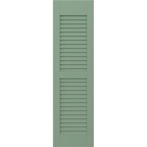 Americraft 15 in. W x 55 in. H 2-Equal Louver Exterior Real Wood Shutters Pair in Track Green
