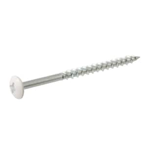 #10 x 3 in. Zinc-Plated Truss Head Phillips Drive Cabinet Screws with White Painted Head (25-Pack)
