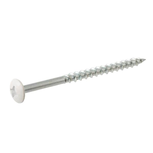 Everbilt #10 x 3 in. Zinc-Plated Truss Head Phillips Drive Cabinet Screws with White Painted Head (25-Pack)