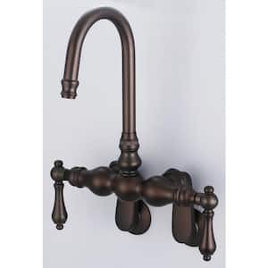 2-Handle Wall Mount Vintage Gooseneck Claw Foot Tub Faucet with Lever Handles in Oil Rubbed Bronze