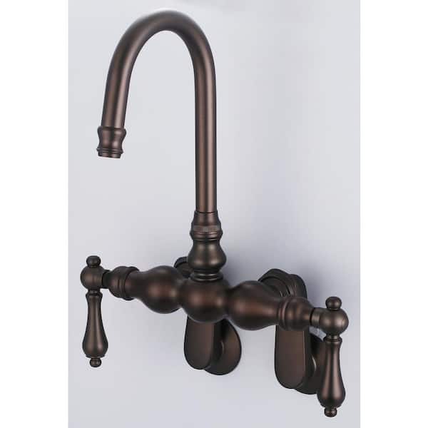 Water Creation 2-Handle Wall Mount Vintage Gooseneck Claw Foot Tub Faucet with Lever Handles in Oil Rubbed Bronze
