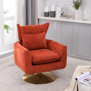 Orange Linen Classic Mid-Century 360° Swivel Accent Chair for Living Room Bedroom