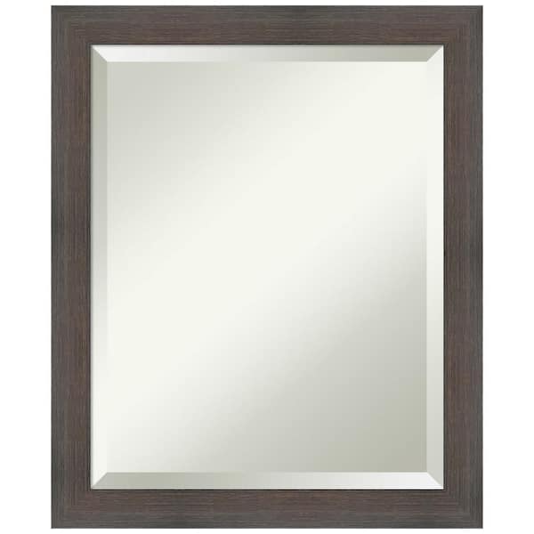 Amanti Art Hardwood Chocolate Narrow 19 in. W x 23 in. H Wood Framed Beveled Wall Mirror in Brown
