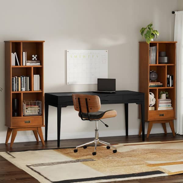 Draper 64 in. Tall Solid Wood 6-Cubbie Bookcase in Teak Brown (Set of 2)