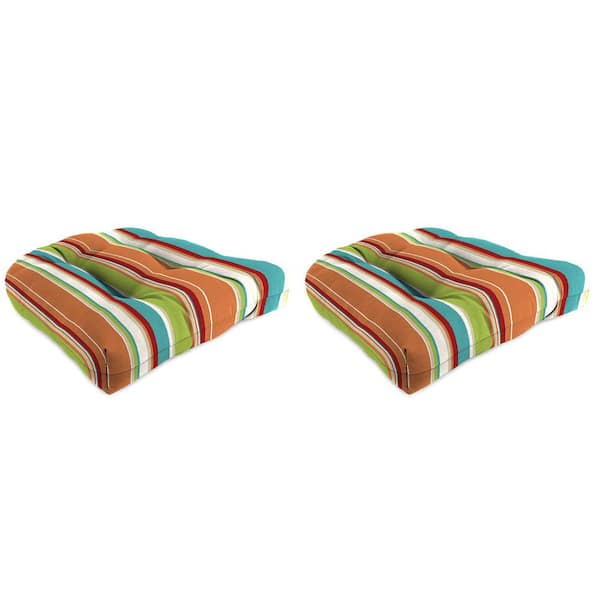 Jordan Manufacturing 18 in. L x 18 in. W x 4 in. T Outdoor Square Wicker Seat Cushion in Covert Breeze (2-Pack)
