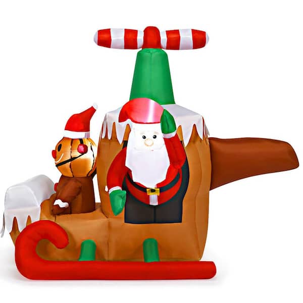Costway 6 ft. Pre-lit LED bulbs Santa Claus Flying Airplane Blow Up Christmas Inflatable with Waterproof Fan
