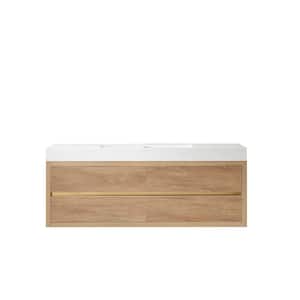 Palencia 60 in. W x 20 in. D x 23.6 in. H Bath Vanity in North American Oak with White Integral Composite Stone Top