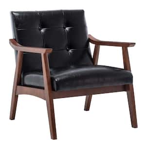 Take a Seat Natalie Black Faux Leather Upholstery / Espresso Wood Frame Accent Chair