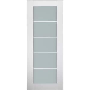 Smart Pro 18 in. x 80 in. No Bore 5-Lite Frosted Glass Polar White Wood Сomposite Interior Door Slab