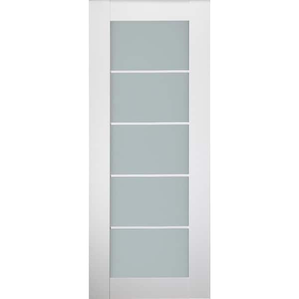 Belldinni Smart Pro 18 in. x 80 in. No Bore 5-Lite Frosted Glass Polar White Wood Сomposite Interior Door Slab