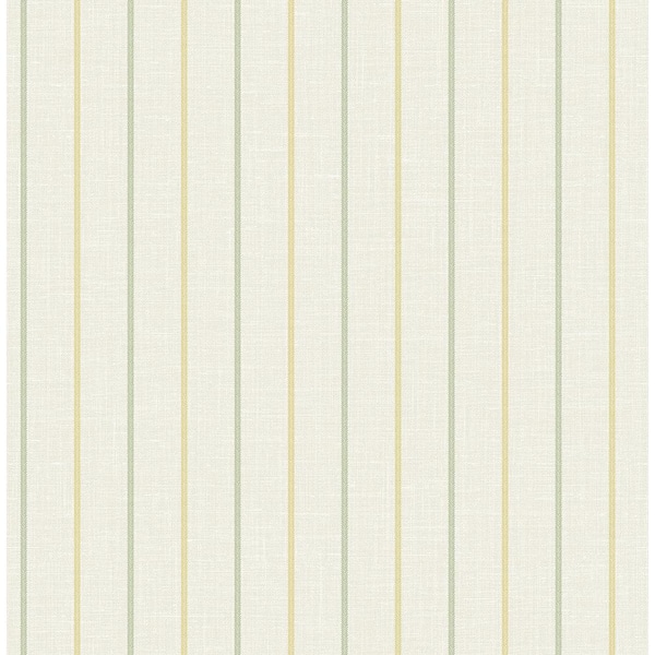 Seabrook Designs Dandelion and Pomme Andree Stripe Paper Unpasted Nonwoven Wallpaper Roll 60.75 sq. ft.