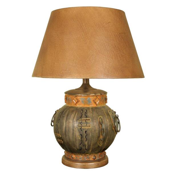 Unbranded 22.75 in. Aged Bronze Southwest Look Table Lamp with Lizigator Shade