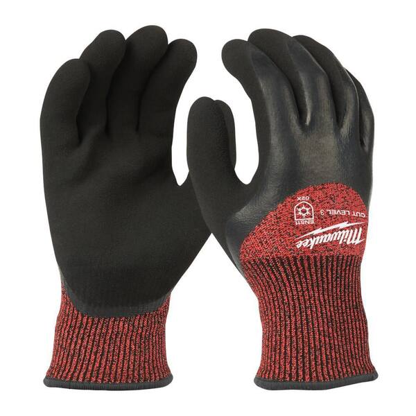 VARSITY WINTER GLOVES LL 黒/赤 Milwaukee X-Large Red Latex Level 3 Cut Resistant Insulated Winter