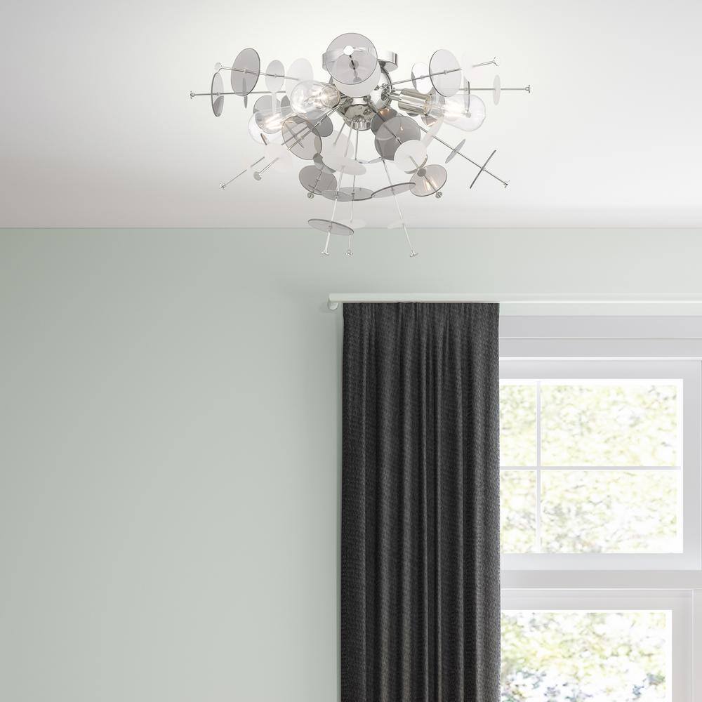 Circulo Polished Chrome 4-Light Ceiling Mount with Geometric Glass Discs
