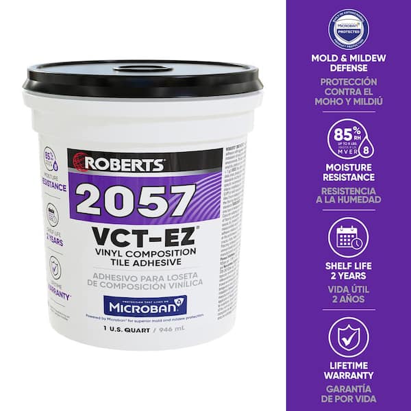 0.25 Gal. (1 qt.) 24 Hour Dry Time Vinyl Composition Tile Floor Adhesive in Creamy Tan