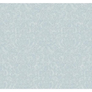 Soft Damask Light Bleu Paper Non-Pasted Strippable Wallpaper Roll (Cover 60.75 sq. ft.)